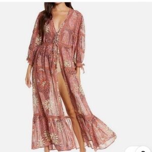 Free People Floral Pink and Orange Maxi Dress